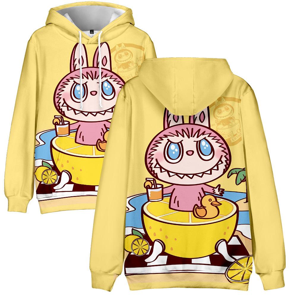 12 spalvų LABUBU su spauda vyriški moteriški džemperiai su gobtuvu, kasdienis užtraukiamas džemperis, madingi džemperiai, hiphopo džemperis, drabužiai