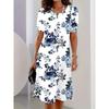 Summer Women Dress Casual Loose Short Sleeve O-Neck Print Mini Dress