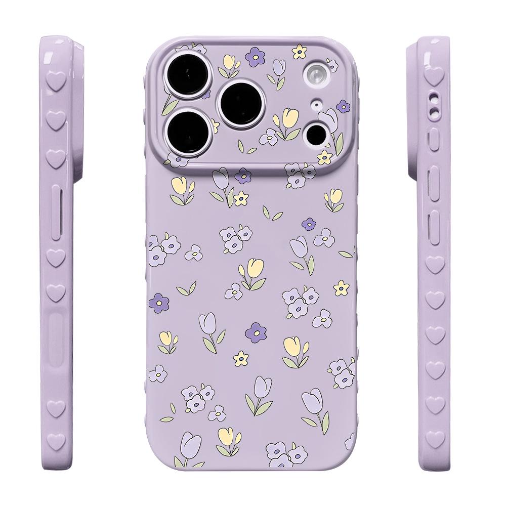 Tulip Floral Anti-Fall Phone Case for iPhone 13/15 Pro/16/17 Pro
