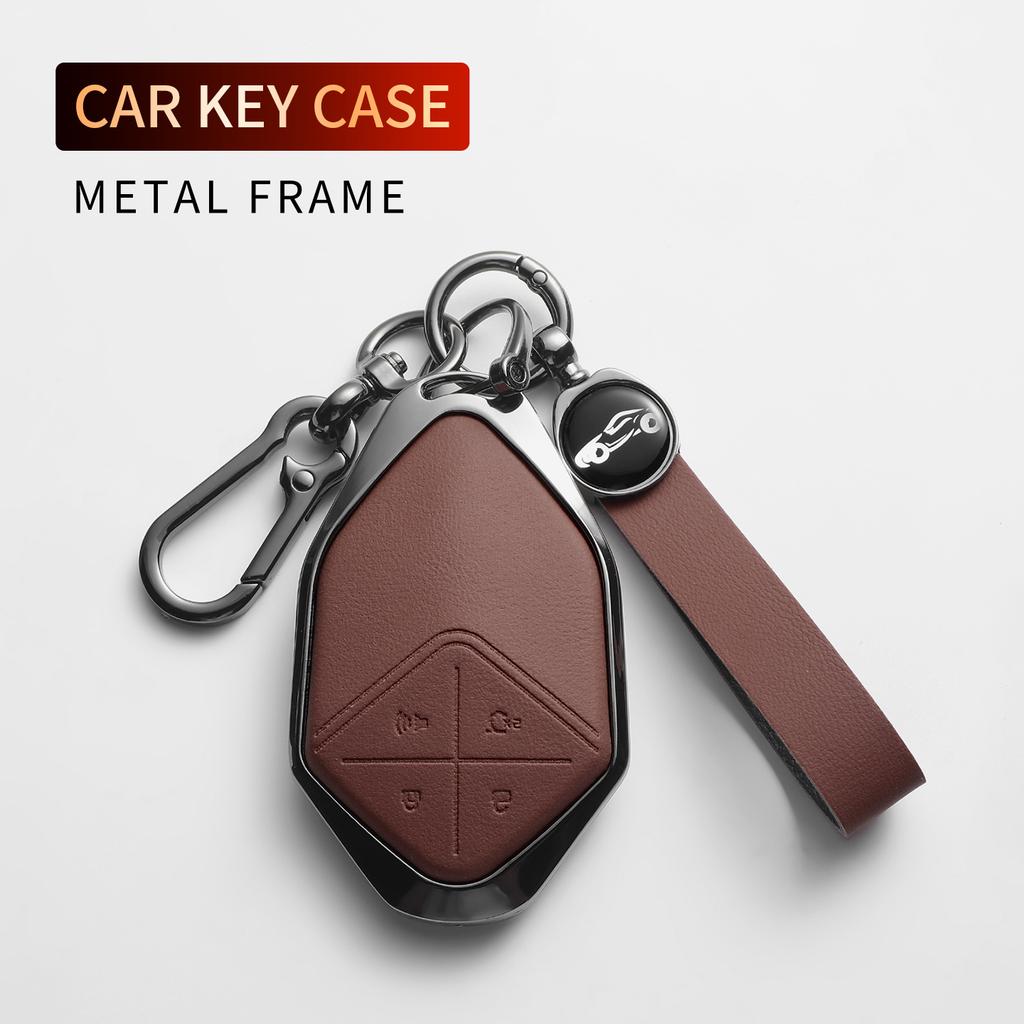 For Changan DEEPAL S07 L07 SL03 S7 G318 S05 Leather Metal Car Smart Key Case Cover Fob Car Protector Key Shell Decor Accessories