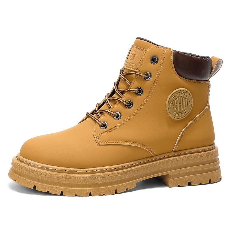 Rhubarb Boots, Autumn and Winter Plus Size Martin Boots, Waterproof, Non-slip Hiking Shoes, Casual Labor Protection Shoes