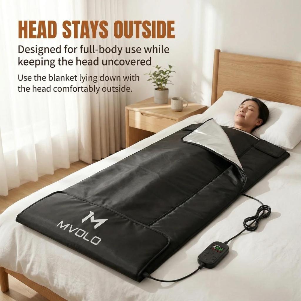 Mvolo® Infrared Sauna Blanket – Home Heat Therapy Blanket for Relaxation & Comfort – Includes Towel