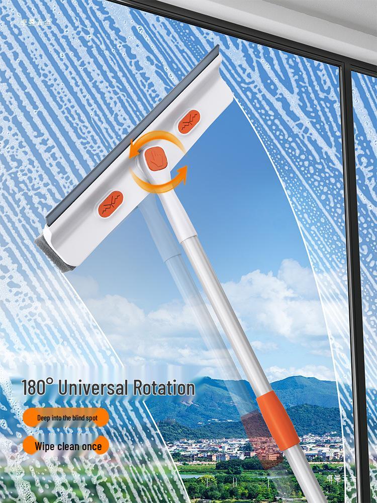 High-Rise Window Cleaning Squeegee with Telescopic Pole