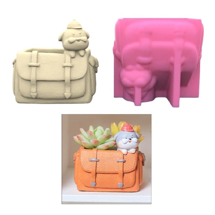 Backpack Dog Succulent Pot Mold Flower Pot Resin Mold Home Office Desktop