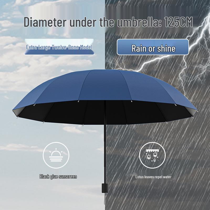 Extra Large Folding Umbrella for Two or Three People - Dual-Use for Sun and Rain with Sunscreen Sunshade