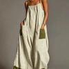Europäischer Stil Gestreiftes High-End Spaghettiträger Maxikleid Sommer Elegant Urlaub Damenbekleidung
