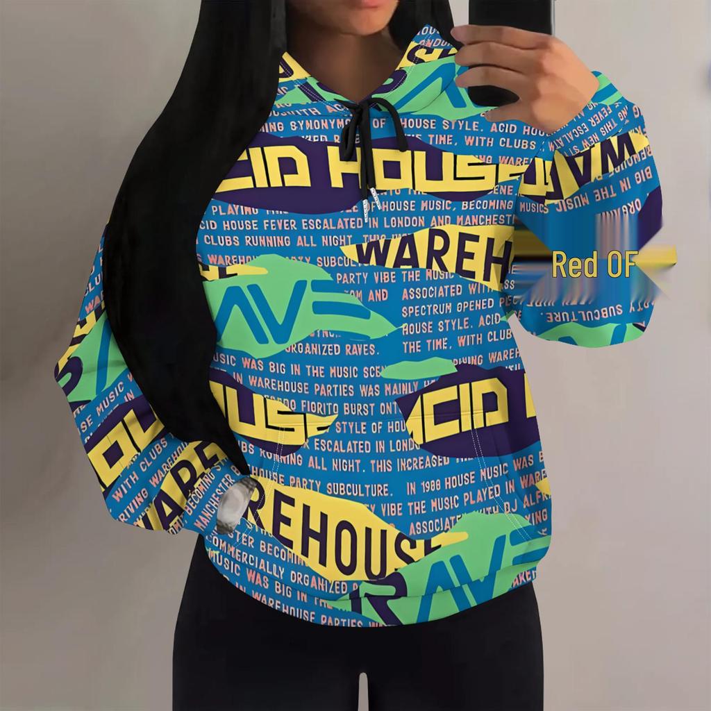 Women's Black Printed Hooded Sweatshirt with Patch Pocket - MH548