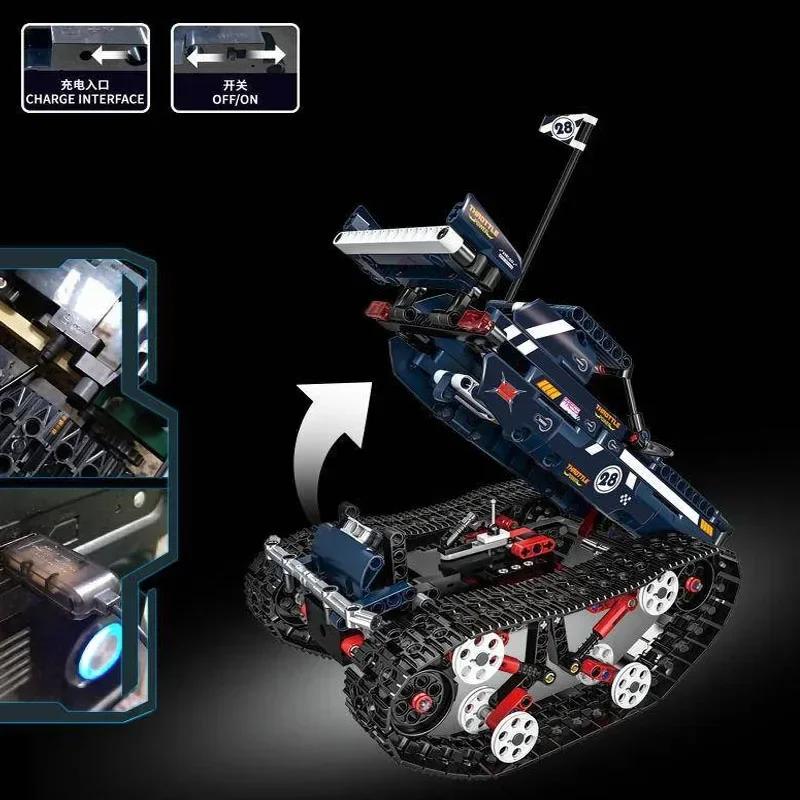626Pcs Moc Rc Green Off-Road Vehicle Tracked Intelligence Vehicle Assembly Diy Building Block Children'S Puzzle Toys Gift