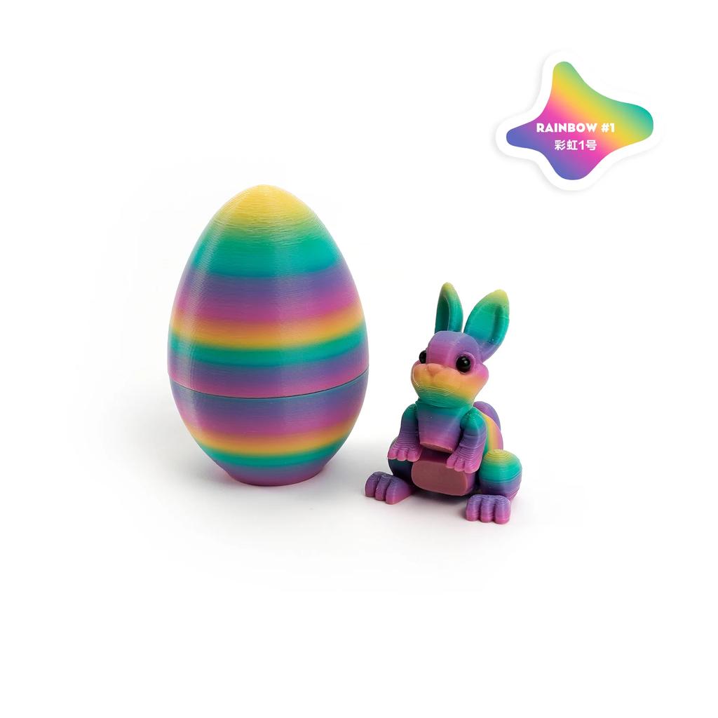 3D Printed Rabbit Eggs Ornament Animal Model Easter Rabbit Home Desktop Ornament Happy Easter Gift for Kids