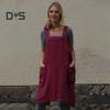 Women Bib Apron X Shape Back Bandage Design Wide Strap Large Pocket Apron Dress Kitchen Cooking Cleaning Tools