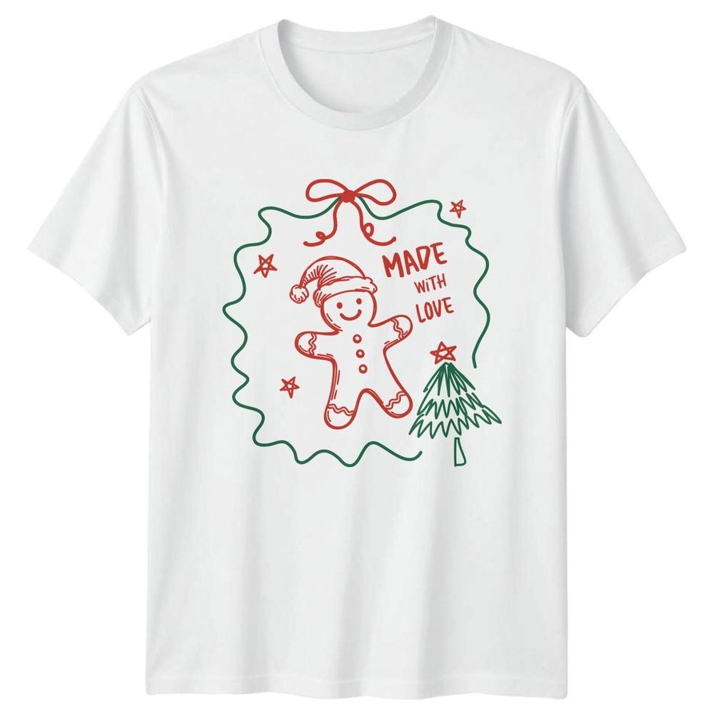 Made With Love Gingerbread Unisex Christmas Holiday Unisexs TShirt Unisexs Graphic Tee S