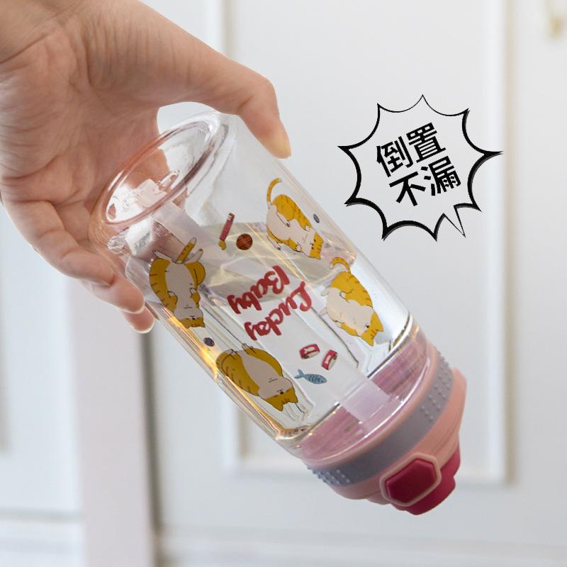 Dinosaur Cartoon Plastic Water Cup with Duckbill Straw for Kids - Portable and Perfect for School