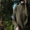 Johnature Women Vintage Winter Pullover Sweaters Solid Color Long Sleeve Knitted Wool Long Sleeve Turtleneck Sweaters