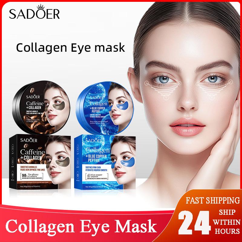 Sadoer Caffeine Crystal Collagen Eye Mask Anti Dark Circles Ant -Aging Anti Wrinkles Moisturizing Eye Patche Skin Care 1/2/4pcs