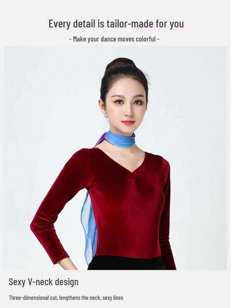 Women's Elegant Gold Velvet Slimming Practice Set for Autumn/Winter