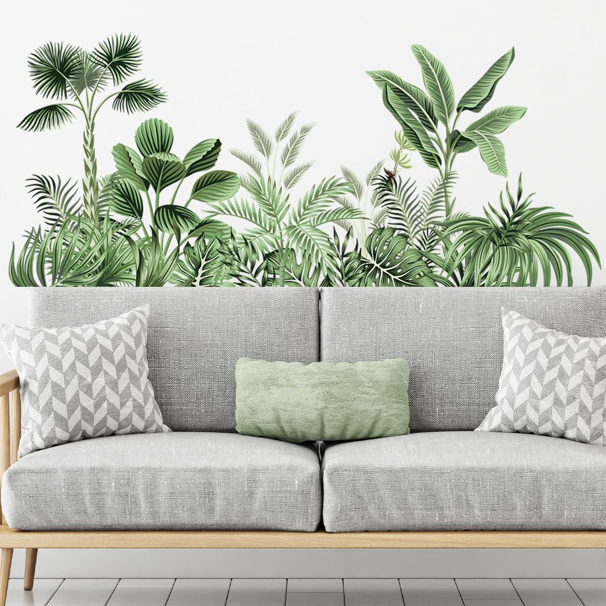 

Plant Cactus Sun Bird Wall Sticker Background Wall Living Room Room Decoration Wall Sticker Self-adhesive Sticker 30x90cm