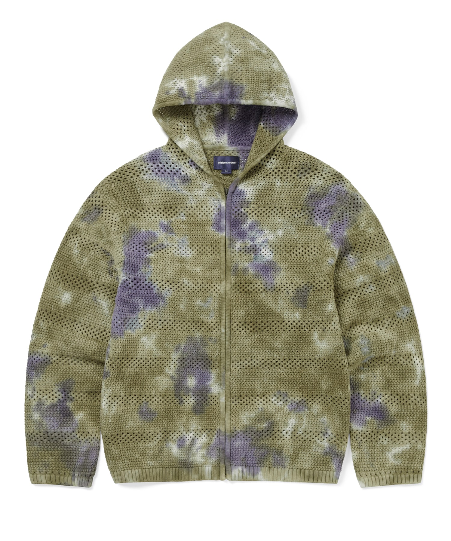 Thisisneverthat Crochet Knit Zip Hoodie Olive