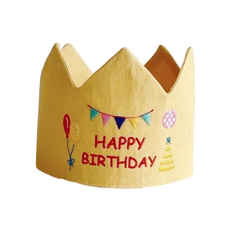 

Ручная работа Корона-шляпка на День Рождения Для Малыша Первая Вечеринка по Случаю Дня Рождения Фотосессия Мягкая Ткань Вышитая Памятный Аксессуар жёлтый