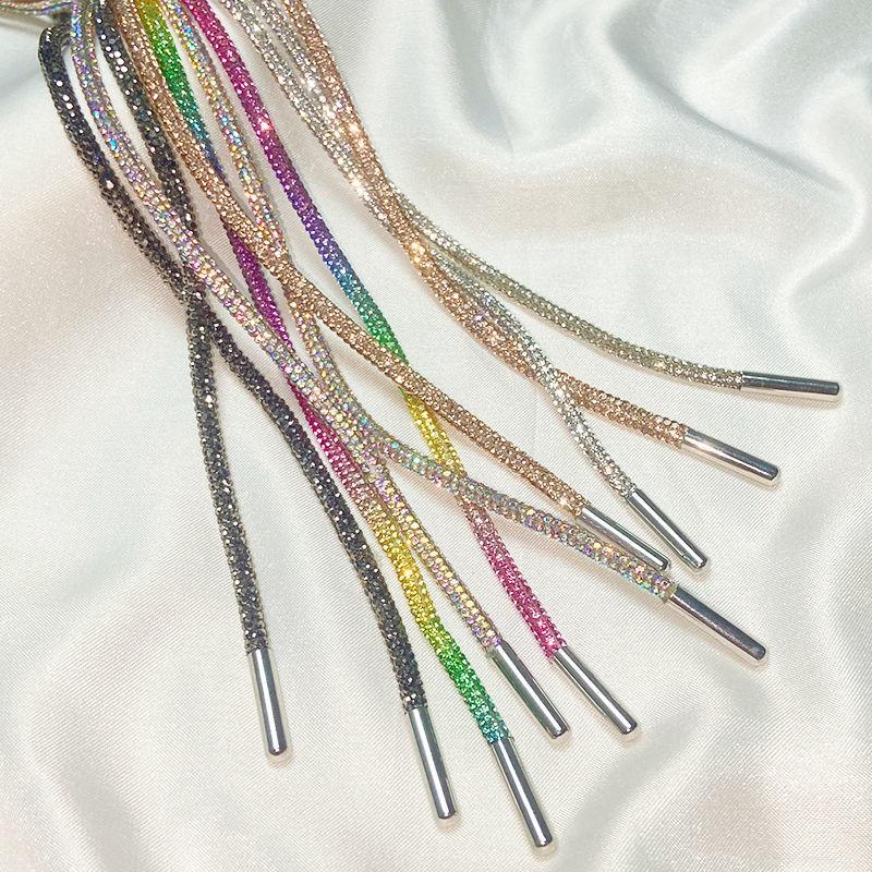 New Fashion Rainbow Diamond Shoelaces for Sneakers Round  DIY Luxury Rhinestone Shoelace Sb Dunk Low Shoe laces Strings