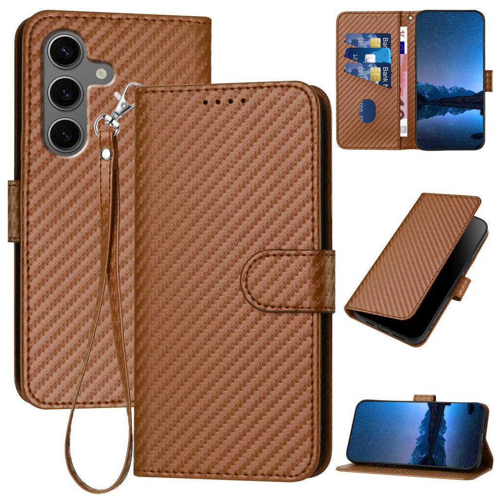 YX0070 For Samsung Galaxy S25+ Wallet Case Carbon Fiber Texture Leather Cell Accessories Phone Cover