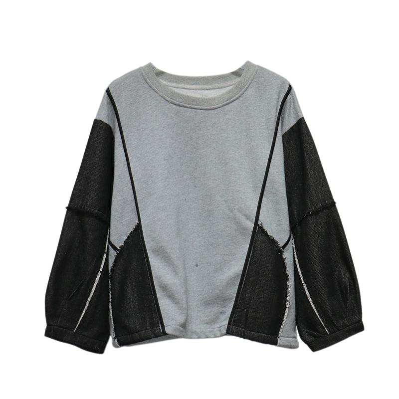 Xitao Модные повседневные лоскутные толстовки с круглым вырезом ZYY1099 One Size серый 3137₽