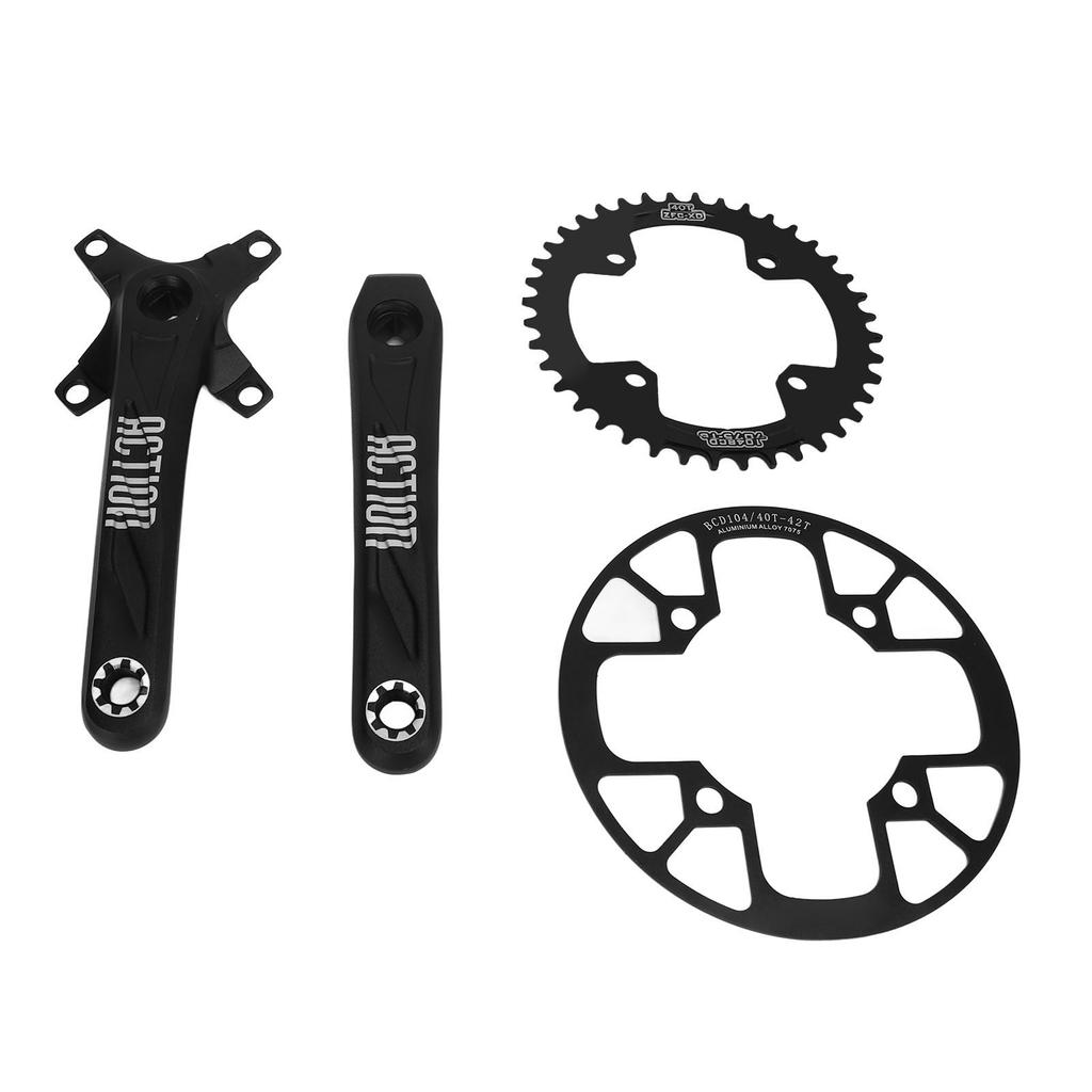 Bike Crank Set Aluminium Alloy 40T Positive and Negative Chainring 40 to 42T Guard Plate Bike Crank Chainring Set
