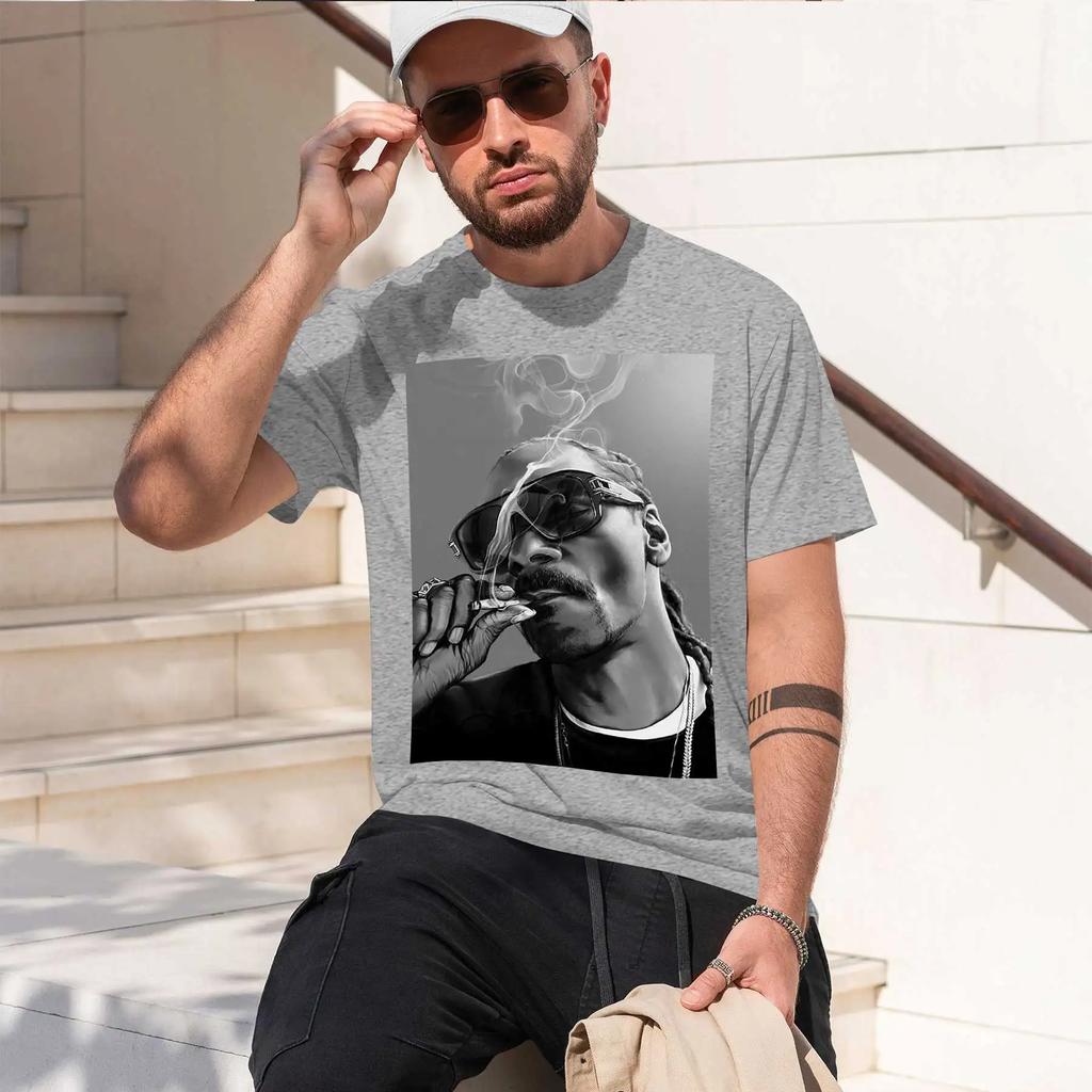 SNOOP DOGG 2026 fashion heavyweight hot selling retro printed pattern fun round neck T-shirt for daily comfort