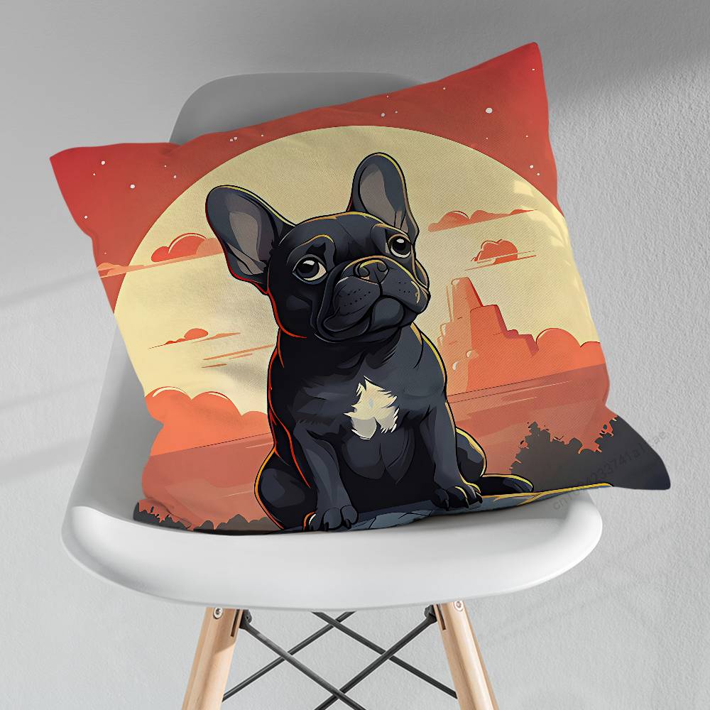 Cartoon Drench Bulldog Pillow Case For 30x30cm45x45cm55x55cm For Home Bedroom Decoration And Protector