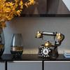Resin Vintage Rotary Decorative Telephone for Home Living Room, Black and Gold, Decorative Desk Phone