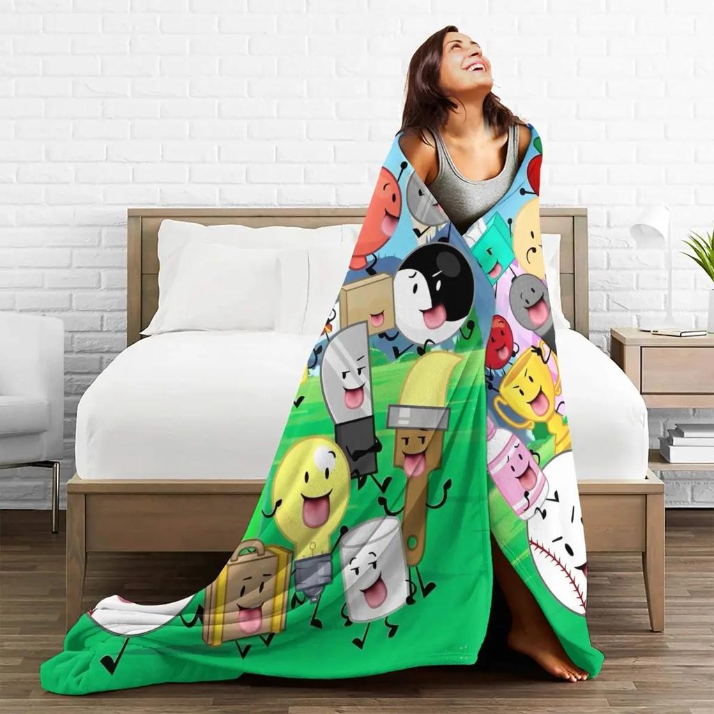 BFDI Inanimate Insanity Blanket Warm Soft Comfortable Plush Throw Blanket For Home Decor Picnic Flannel Bedspread Bed Cover