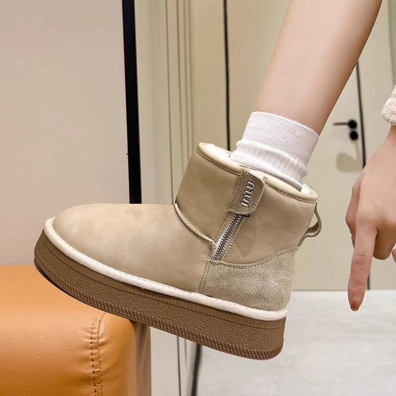 

Snow boots women s platform short boots winter new side zipper piled thickened short snow cotton shoes 35