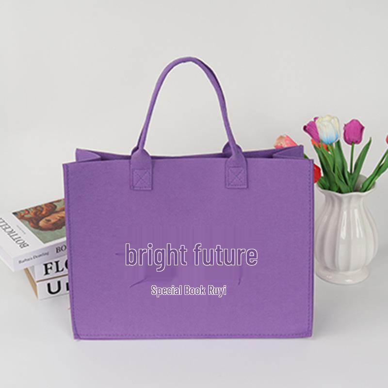 Stylish Color Block Felt Tote Bag - Large Capacity, Customizable for Gifts & Business