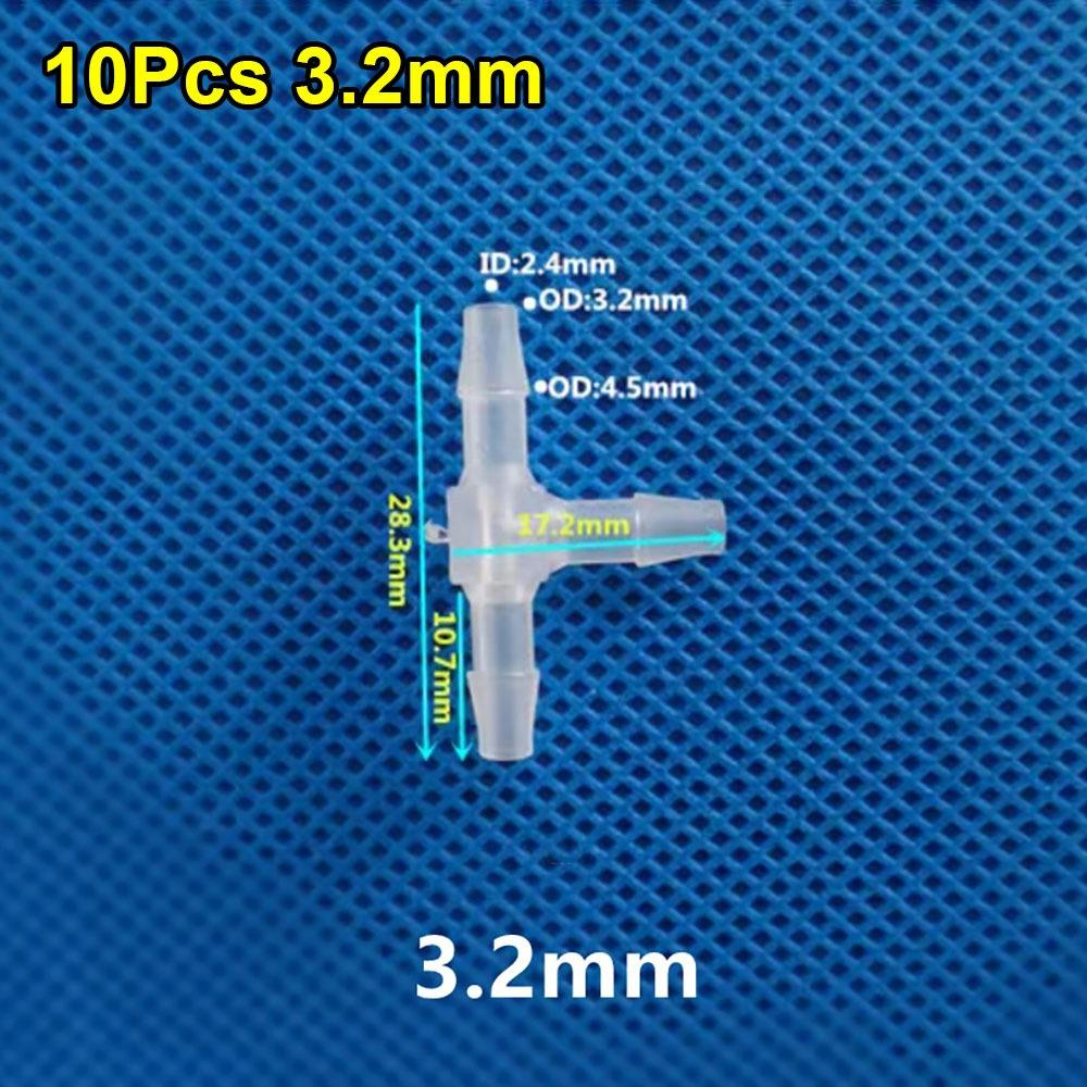 10Pcs 1.6-15.8mm T-Type Tee Connector Equal Diameter Plastic 3 Way Connector PP PE Soft Hose Fittings