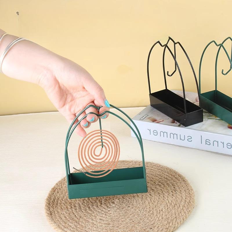 1PC Wrought Iron Sandalwood Shelf Personal Protection Tool Holder Incense Mosquito Coil Tray Holder Mosquito Coil Rack Ash Tray