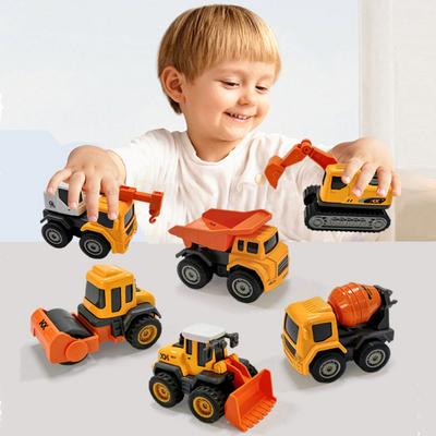 4/6pcs 2 Styles Simulation Diecast Crane Car Alloy Engineering Vehicle Toy  Children Kids Boys