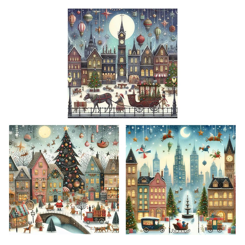 

Полный комплект для вышивки крестом из эко-хлопка 18CT Printed Xmas Street Art