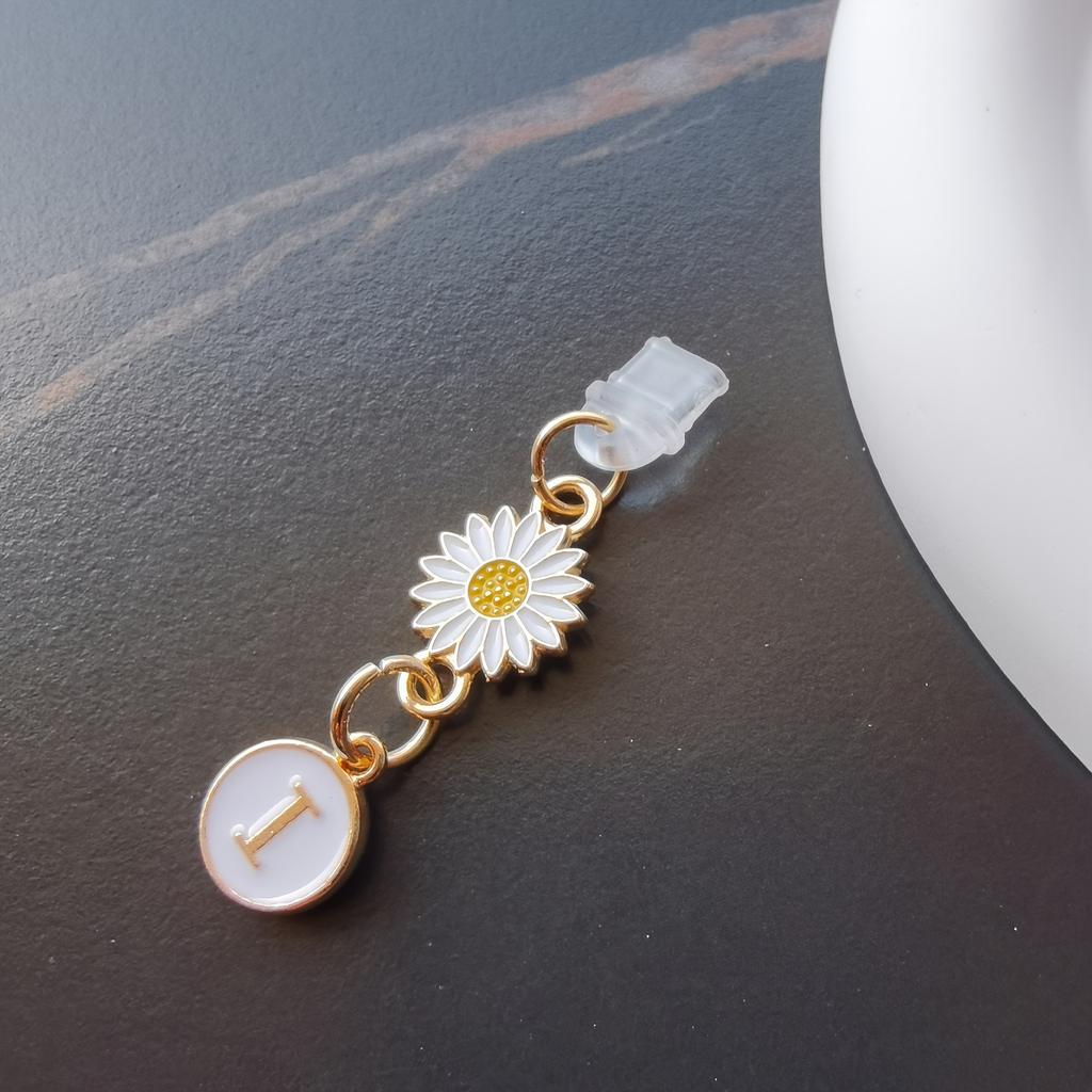 1 szt. Kreatywny stokrotka/słonecznik litera zatyczka przeciwkurzowa do telefonu komórkowego/europejskie i amerykańskie 26 wielkich liter A-Z zawieszka do telefonu komórkowego