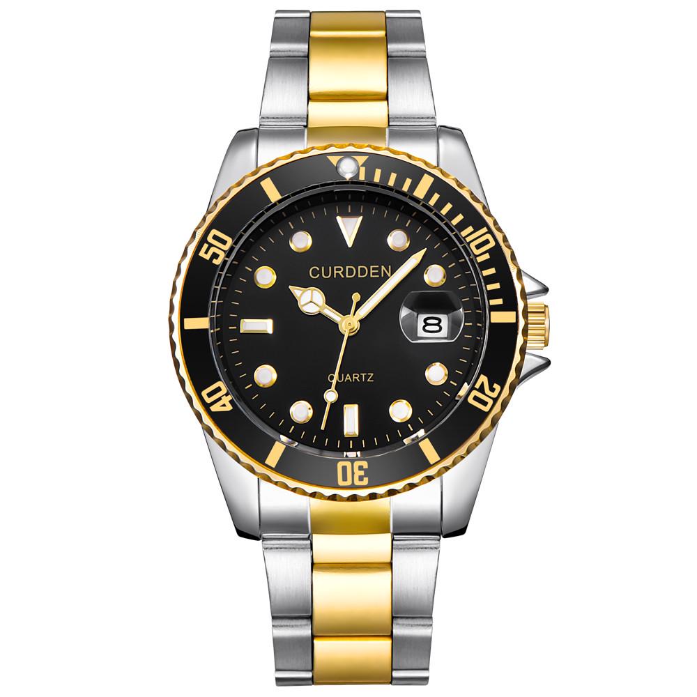 CURDDE Men Fashion Military Stainless Steel Date Sport Quartz Analog Wrist Watch