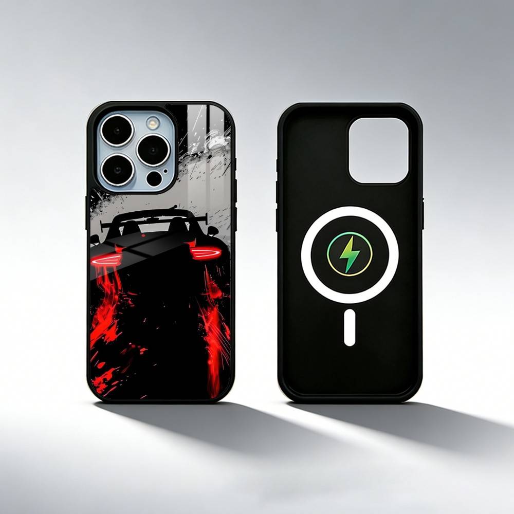 R8 Supercar CAR Phone Case For iPhone X,Xs,Xr,Xs 17,16,15,14,13,12,11 Plus,Pro Magnetic with Magsafe Wireless Charging