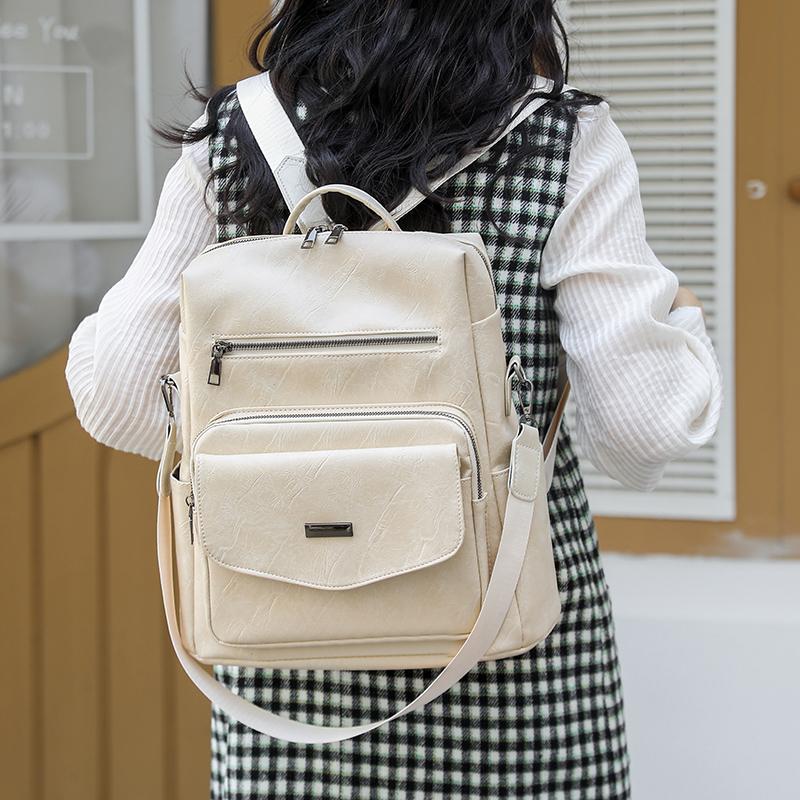 Plecak damski w stylu retro, plecak PU o dużej pojemności