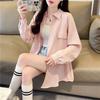 Women's Pleated Oversized Shirt Long-Sleeve Casual Button-Down Blouse