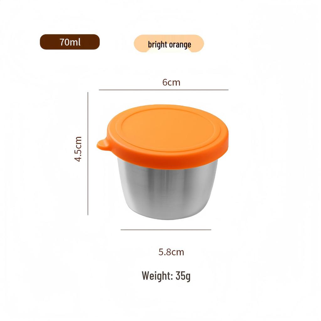 Reusable Sauce Cup with Macaron Lid - 304 Stainless Steel, 40/50/70ML, Portable Dipping or Seasoning Dish.