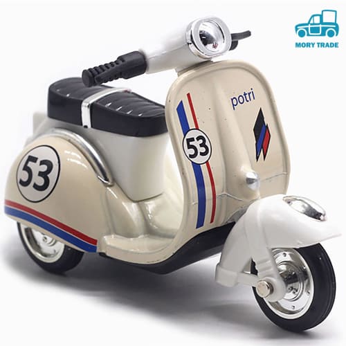 MORYTRADE Nostalgic Toy Retro Classic Pull-Back Car Diecast Miniature Car, Ages 6+, Set of 2 Scooters, Red and White