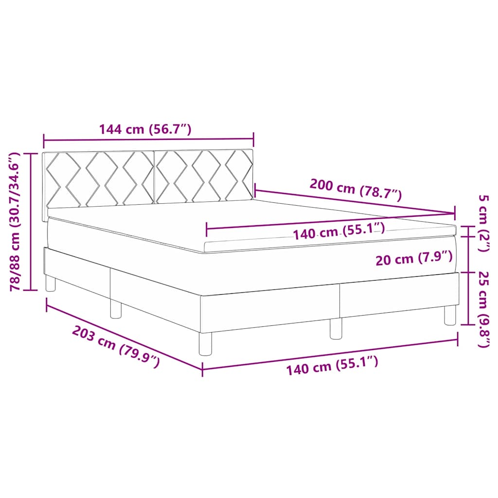 Box Spring Bed with Headboard Taupe 140 x 200 cm Fabric