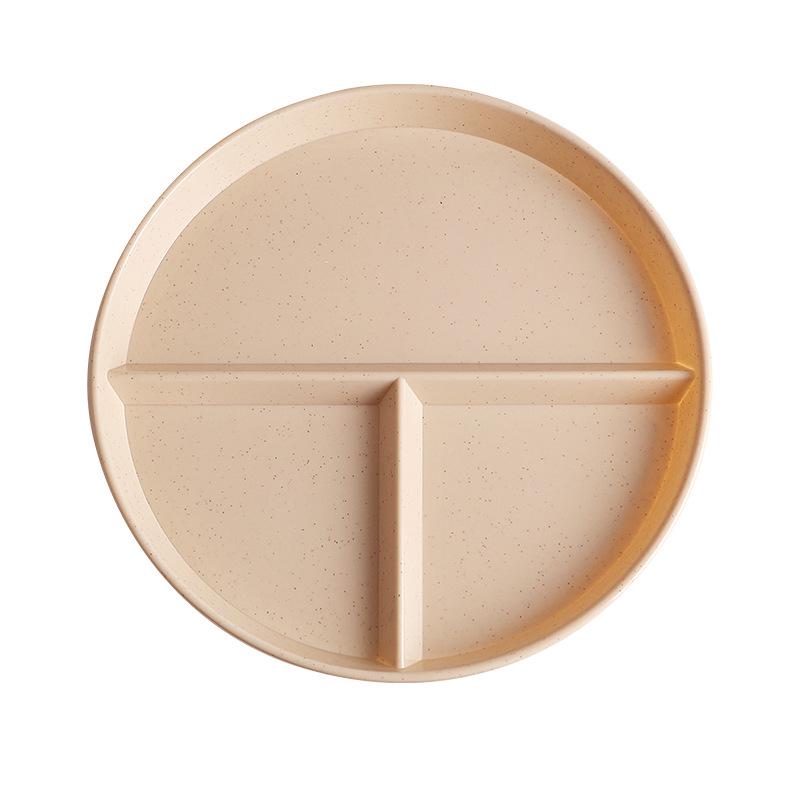 Wheat Straw Portion Control Plate - Three-Compartment Fat-Reducing Round Plastic Plate