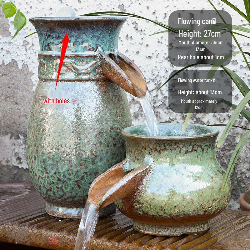 Komplettes Wasserfall-Dekoration Keramik-Aquarium mit zirkulierendem Wasser und Filter für die Wasserlandschaftsgestaltung.