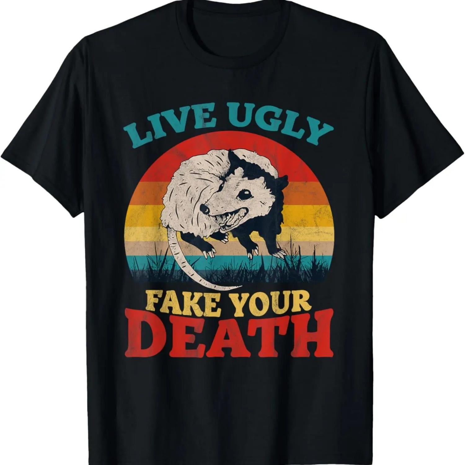 Live Ugly Fake Your Death Nocturnal Opossum Asocial Animal T-Shirt S чёрный
