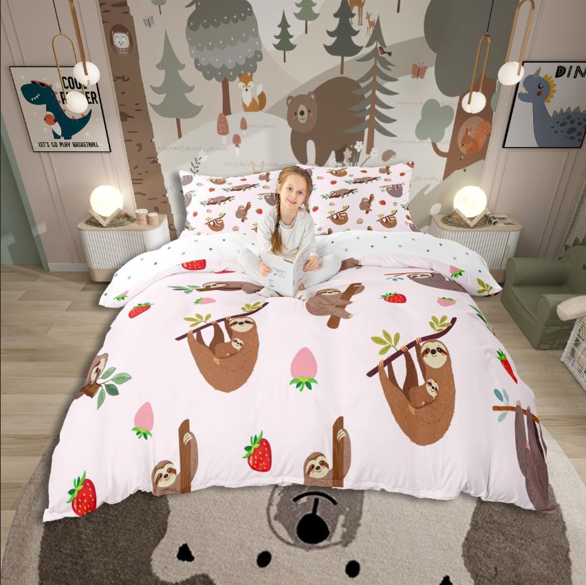 Homewish Cartoon Animal Duvet Cover SetJungle Wildlife For Kids Bedding SetKawaii Cute Decor