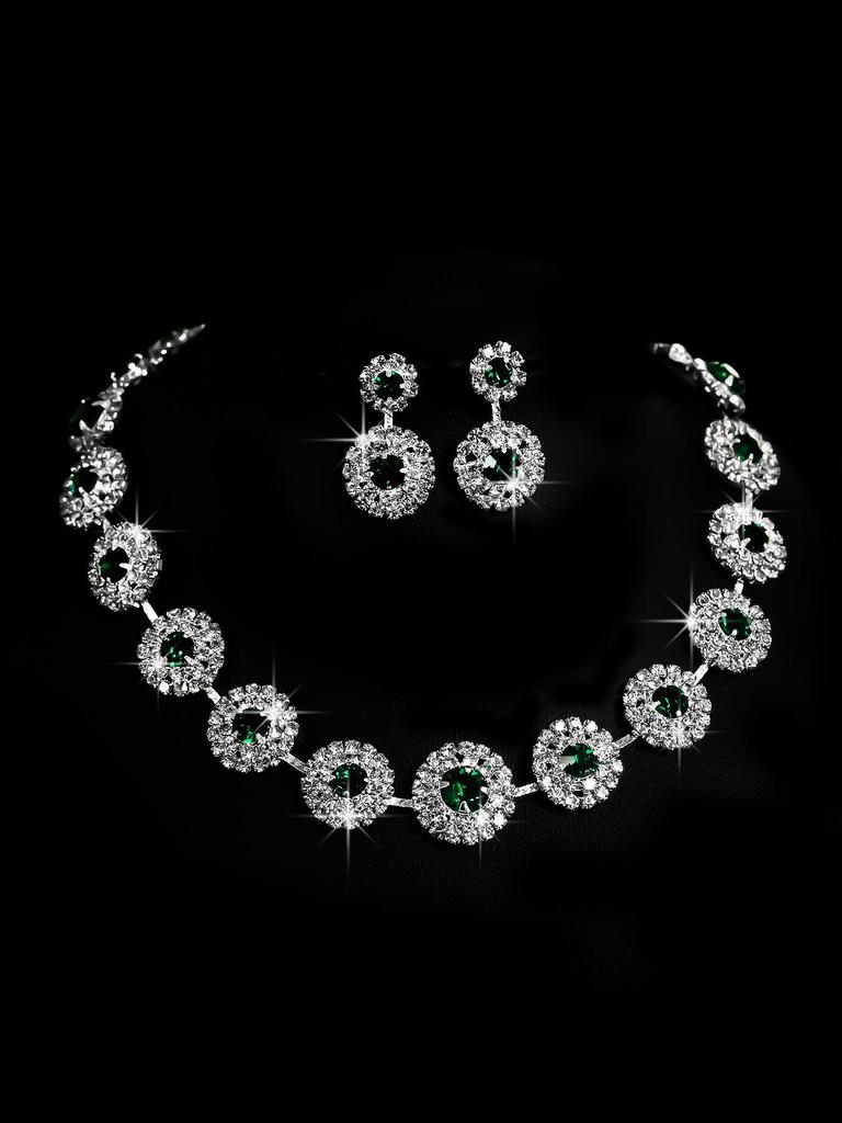 Elegant Bride Jewelry Set: European & American Necklace & Earrings for Evening Gowns