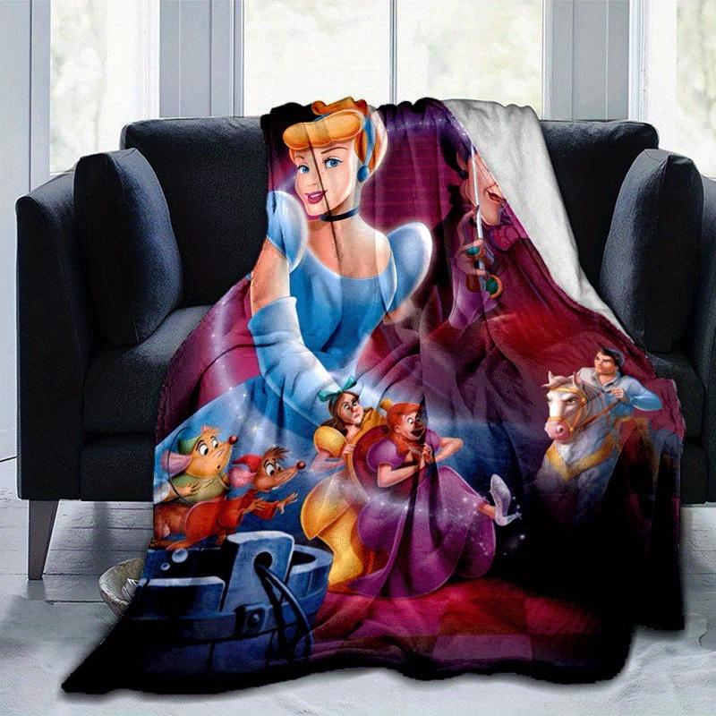 1pc Cinderella Printing Blanket - Soft, All-Season Throw for Office Blanket, | Personalized Gift with Adorable Cartoon Design